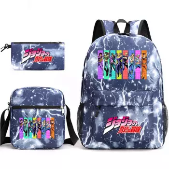 Рюкзак аниме «Невероятные приключения Джоджо», комплект из 3 предметов, детская школьная сумка, сумка на плечо, фотоальбом