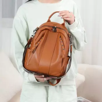 Рюкзак из натуральной кожи для женщин, модная брендовая дизайнерская простая сумка с заклепками, Женская дорожная школьная сумка на плечо, рюкзак для девочек