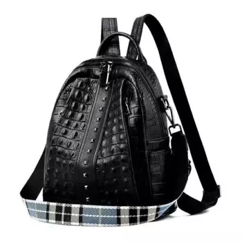 Рюкзак из воловьей кожи с заклепками под крокодила, женский роскошный бренд, известная дизайнерская сумка, европейская и американская мода, персонализированная школьная сумка