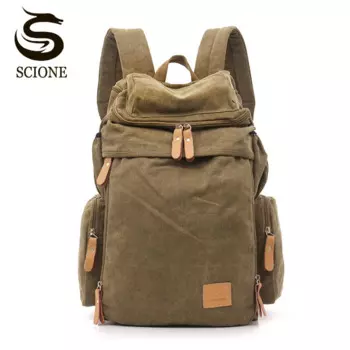 Рюкзак мужской, Холщовый, для школы и ноутбука