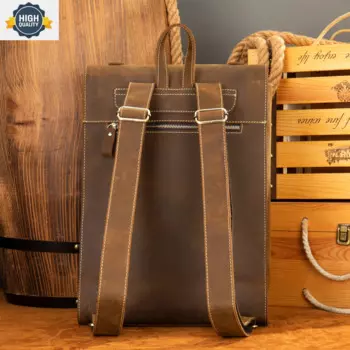 Рюкзак мужской из воловьей кожи, под ноутбук 14 дюймов