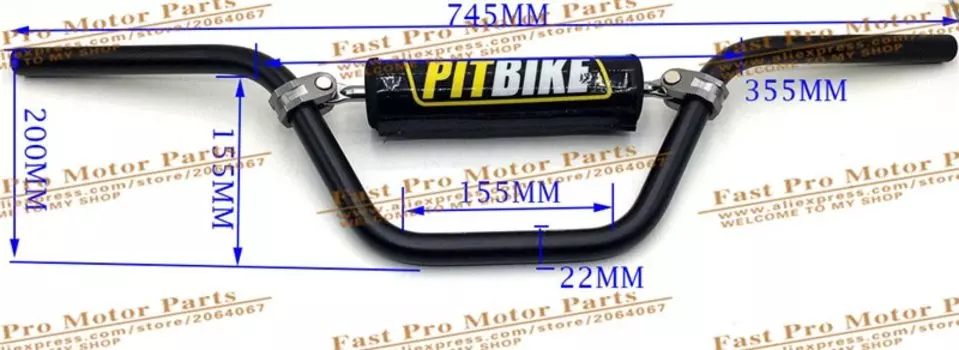 Руль мотоцикла 7/8 "22 мм, ручка для мотокросса с алюминием 6065, толщина трубки 5 мм