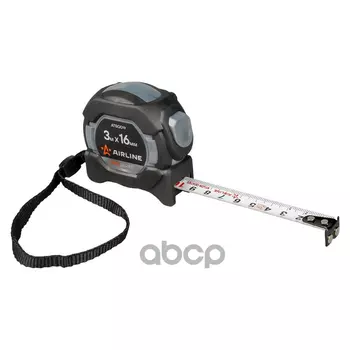 Рулетка В Прорезиненном Корпусе 3Мх16мм Pro, Автостоп, Магнит. Зацеп, Нейлон. Двуст. Шкала (Atbq019) AIRLINE арт. ATBQ019