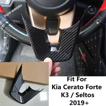 Рулевое колесо для Kia Cerato Forte K3 / Seltos 2019 - 2023 из АБС-пластика углеродного волокна, U-образная рамка, декоративная крышка, отделка, автомобильные аксессуары