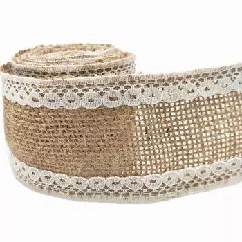 Рулон джутовой мешковины с кружевом OZXCHIXU 2 м