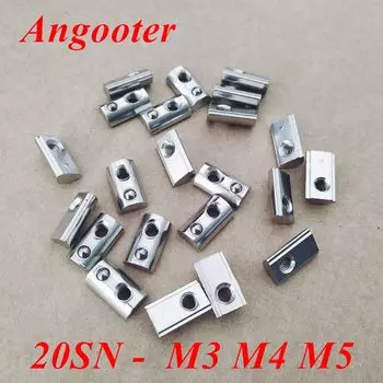 Рулонные Т-гайки Angooter из углеродистой стали M3 M4 M5 M6 для 20 серии профилей