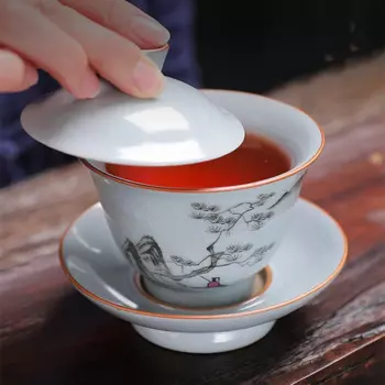Ruyao глазурованная чашка с трещинами, чаша с крышкой, чашка с керамической крышкой, 145 мл, в Китае, распродажа, Новинка