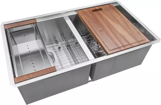RVH8350 33-дюймовая рабочая станция, 50/50, двойная чаша, 16 калибра, кухонная мойка из нержавеющей стали