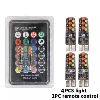 RXZ T10 RGB W5W LED RGB COB 194 168 красочные многорежимные автоматические боковые лампы с пультом дистанционного управления и пультом дистанционного управления