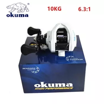Рыболовная катушка OKUMA, металлическая проволочная чашка 6,3: 1, колесо для капель воды, 10 кг, магнитный тормоз, стандартная Рыболовная катушка