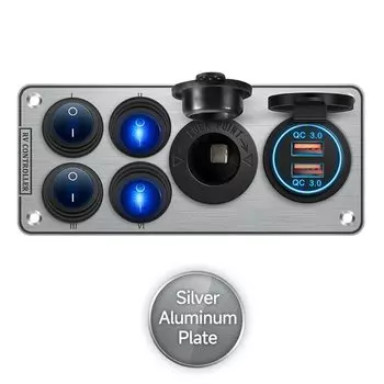 Рычажный переключатель, многофункциональная алюминиевая панель 12В 24В, прикуриватель для RV, двойной порт USB QC3.0 для яхты, путешествий