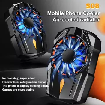 S08 Universal Mobile Phone Air-cooled Radiator for IPhone Android PUBG Game Cooler Turbo Hurricane Heat Sink Gaming Accessories