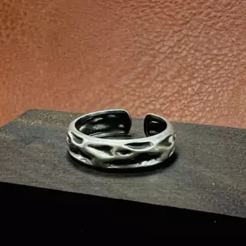 S925 Серебряное кольцо в стиле ретро, нестандартное вогнуто-выпуклое кольцо, простое креативное кольцо с зернистой поверхностью, Открытое кольцо