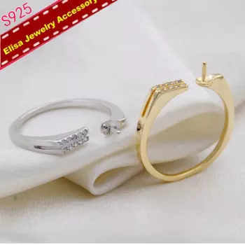 S925 стерлинговые серебряные кольца с жемчугом настройки открытые регулируемые жемчужные кольца аксессуары серебро и золото Цвет 3 шт./лот