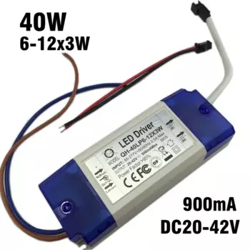 С драйвером постоянного тока для светодиода источник питания 900mA 20W 30W 40W 6-12x3W, светодиодный драйвер, пластиковый чехол, трансформатор освещения