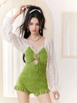 Съедобное дерево Fungu, бикини с длинным рукавом, женское бикини с вырезами, блочные цвета, свежие купальники с пуш-ап, пляжный стиль, праздничный женский купальный костюм