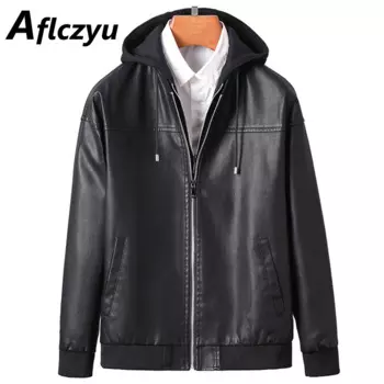 Съемные куртки из искусственной кожи с капюшоном, мужские мотоциклетные байкерские куртки, пальто, модные повседневные пальто из искусственной кожи, мужская куртка с капюшоном, уличная верхняя одежда
