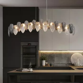 S-образные Хрустальные подвесные светильники над баром, кухонный остров, роскошная люстра над обеденным столом