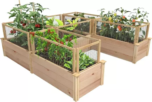 Садовая кровать Greenes Fence из кедра премиум-класса с системой забора CritterGuard, U-образная кровать размером 8 x 8 x 16,5 дюймов — сделано в США с