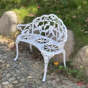 Садовая скамейка, металлическая алюминиевая розовая, подходит для сада, крыльца, парка, переднего крыльца, балкона (бронзованная)