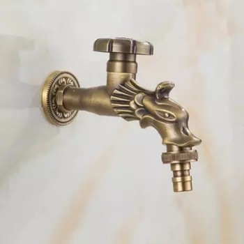 Садовый кран в форме дракона в форме животного в сельском стиле, античная бронза, кран Дракона с декоративным уличным краном для сада