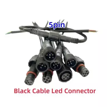 5/10/20/50 пар водонепроницаемых кабелей длиной 40 см, 2-контактный, 3-контактный, 4-контактный, 5-контактный, 5-контактный, светодиодный разъем, черный провод для светодиодной ленты WP