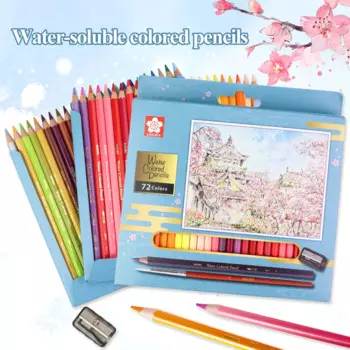 SAKURA профессиональные водорастворимые цветные карандаши 72 цвета акварель акварель рисунок цветной карандаш канцелярские принадлежности XWPY
