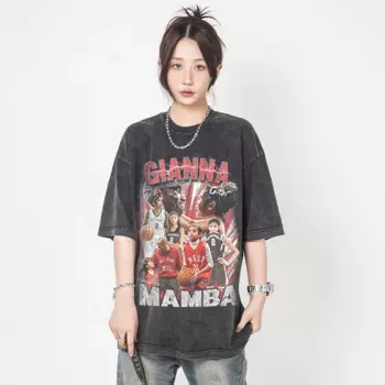 Салют к Кобе Брайант и гиджи с американскими принтами баскетбольные звезды, Свободная Повседневная модная Винтажная футболка из чистого хлопка с коротким рукавом