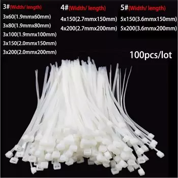 Самоблокирующиеся нейлоновые кабельные стяжки FVJVYE, белые и черные, D3, 100 шт.