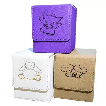 Самодельный Покемон Ptcg Mewtwo Charizard, коробка для хранения карт, кожаная настольная игра, коробка для карт большой емкости, Вмещает 100 карт