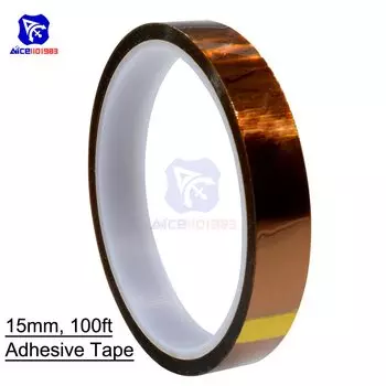 Самоклеящаяся лента, 15 мм, 30 м, 260 футов, термостойкая полиимидная лента 300-градусов по Цельсию