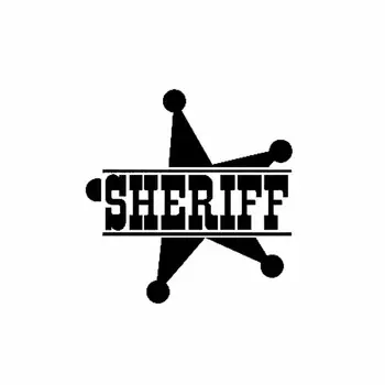 Самоклеящаяся наклейка, цветная забавная наклейка для автомобиля, виниловая наклейка со звездой, SHERIFF 13,2X13,7 см, ПВХ KK