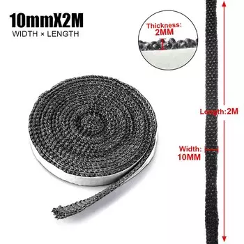 Черная плоская веревка для плиты, самоклеящаяся уплотнительная лента из стекловолокна для каминной двери, сменная прокладка для шнура, лента 10/15 мм, ширина 2 м, длина