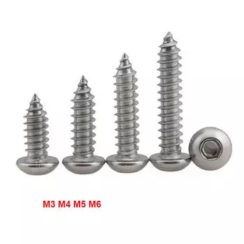 Самонарезающие винты M3 M4 M5 M6 с полукруглой головкой и шестигранником, из нержавеющей стали 304