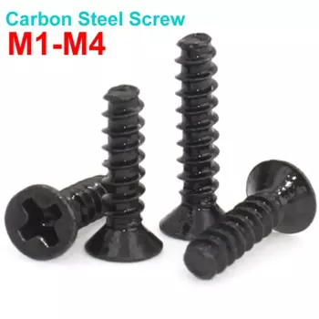 50-200 шт. Саморезы с потайной головкой и крестообразной головкой M1 M1.2 M1.4 M1.6 M2 M2.3 M2.6 M3 M4 Мини-винт из черной углеродистой стали