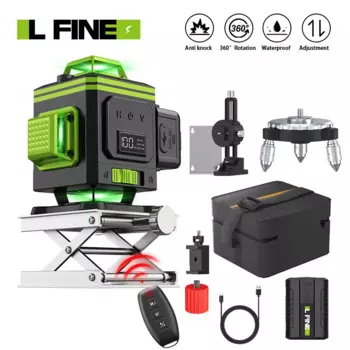 Самовыравнивающийся лазерный уровень LFINE HD Power Display Nivel Laser 4D 16-линейный лазер 360 ° с телеуправлением и базовыми строительными инструментами