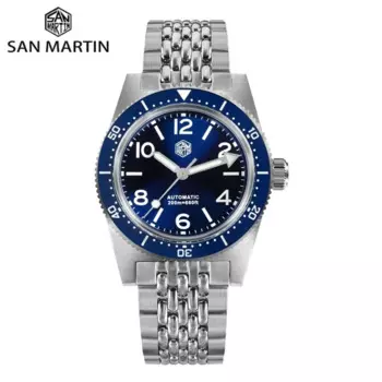 San Martin 37mm New 62Mas Men's Dive Watch Sport Waterproof 20Bar Fly Clasp Luxury Wristwatch Sapphire часы мужские SN0007X-1