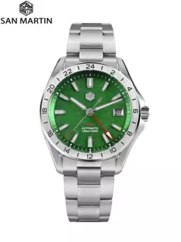 San Martin 39 мм Агат Нефритовый камень редкий минеральный драгоценный камень циферблат Автоматические механические часы светящиеся водонепроницаемые SN0129
