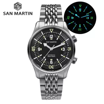 San Martin 39 мм Leyenda Diver Watch NH35 Автоматический механический механизм AR Сапфировые светящиеся водонепроницаемые часы 200 м SN0141W