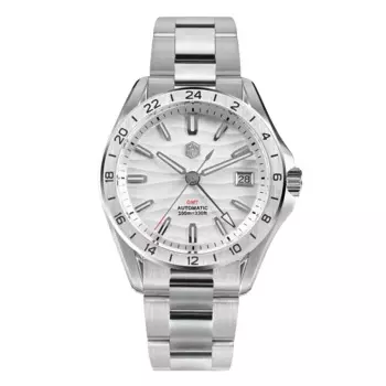 San Martin, новинка 39 мм, текстура пустыни, роскошные мужские деловые часы GMT, автоматические механические водонепроницаемые часы 100 м, светящиеся SN0129