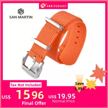 San Martin Watch Strap 20mm 22mm Nylon Band Paratrooper Woven Watchband Braided Belt For Men Watch ремешок для часов BD0009