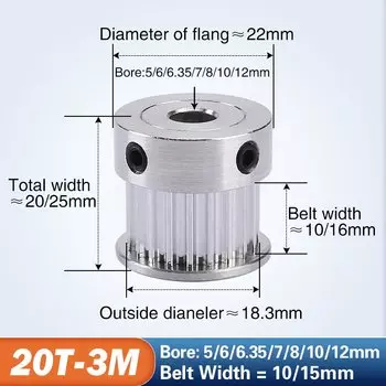 SANBrother Шкив HTD 3М 20 зубьев алюминиевый