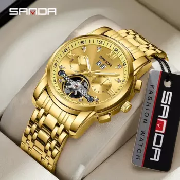 SANDA мужские часы роскошные золотые механические часы с турбийоном светящиеся водонепроницаемые модные деловые часы для мужчин часы Reloj Hombre