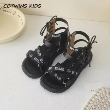 Сандалии принцессы для девочек, модель 2023 года, летняя детская модная классическая обувь, женская обувь на плоской подошве, с высоким верхом, римские брендовые туфли, тапочки для малышей с мягкой подошвой