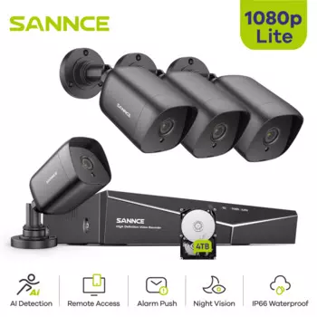 SANNCE 1080P система видеонаблюдения 4CH комплект видеонаблюдения для дома 1080P-N DVR 4 шт. 1280TVL 1080P наружная камера безопасности ТБ