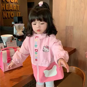 Sanrio Hello Kitty розовая куртка штурмовика, осеннее издание 2024, ветровка в западном стиле с героями мультфильмов, пальто ранней осени, подарок для девочек
