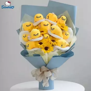 Sanrio Hot Gudetama Kawaii яйцо кукла букет мультфильм креативная милая кукла ручной работы для девочек День святого Валентина Выпускной подарок на день рождения