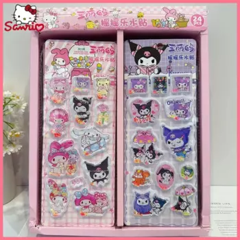 Sanrio мультфильм дети Jiggle водяная живопись наклейки милые кристаллы 3d воды наклейки Diy дневник Goo карты наклейки Канцтовары