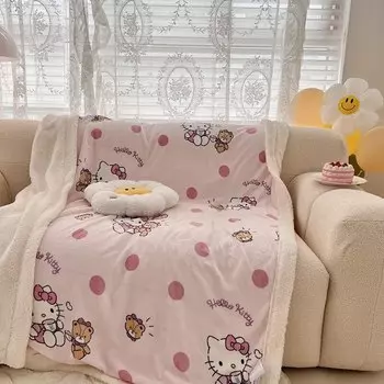 Sanrio плюшевое одеяло из овечьей шерсти Hello Kitty Melody Kuromi Cinnamoroll