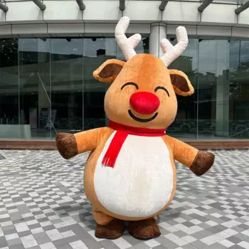Счастливая Прогулка надувной Рождественский Костюм Лось 260 см красный шарф пушистый олень талисман индивидуальные костюмы для взрослых Рождественский Костюм
